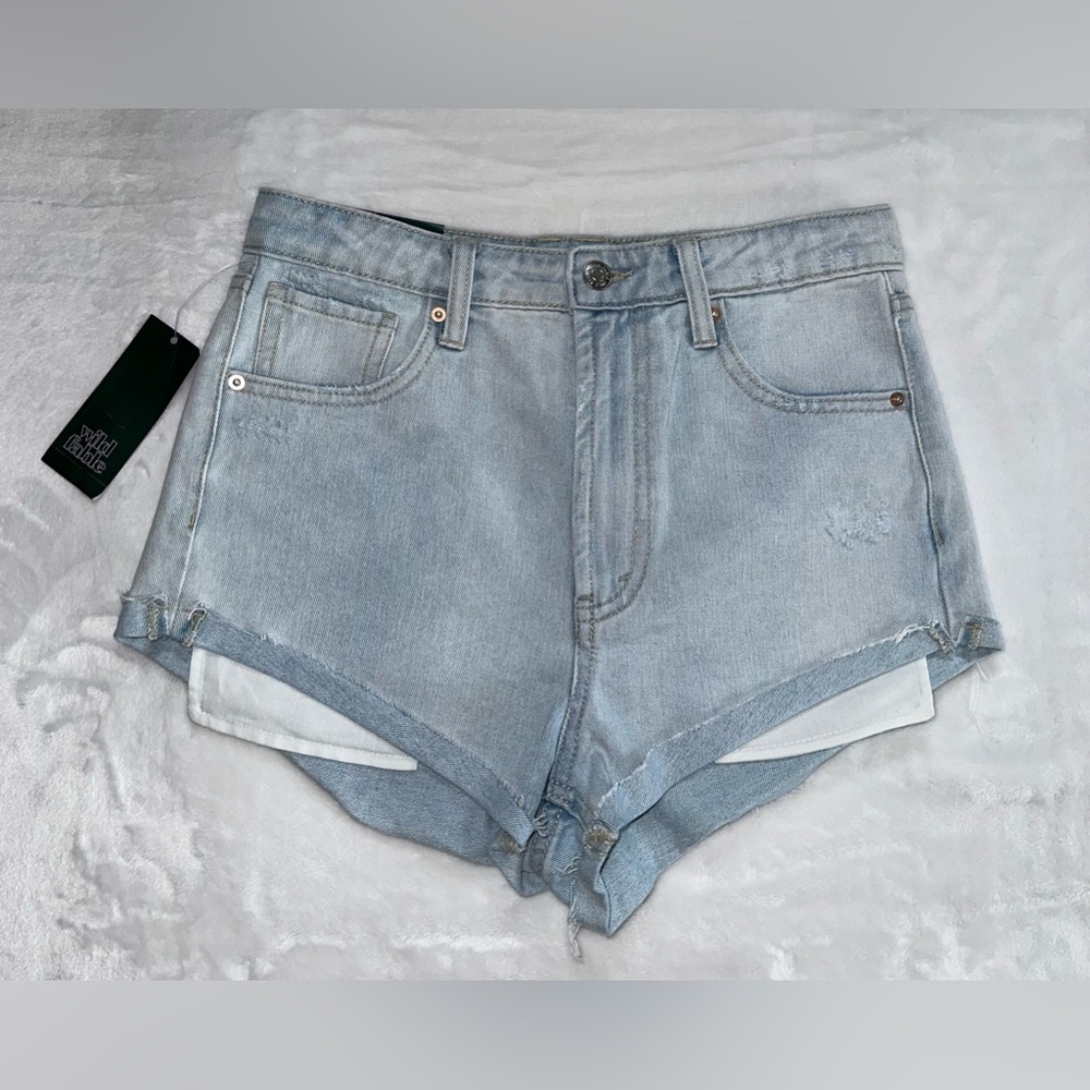 Wild Fable High Rise Cheeky Shorts Light Wash Size 0